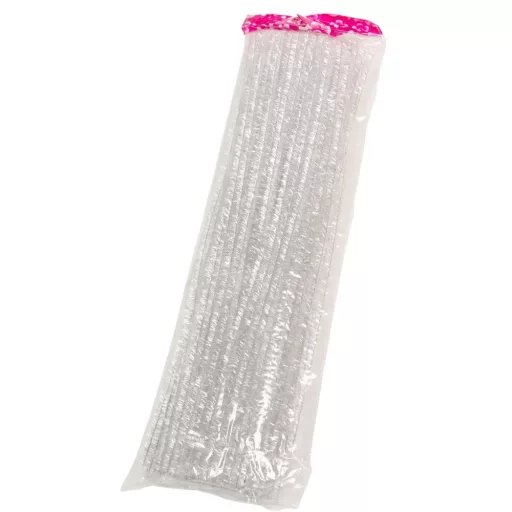 Csillámos zsenília drót fehér 30cm 100db-os