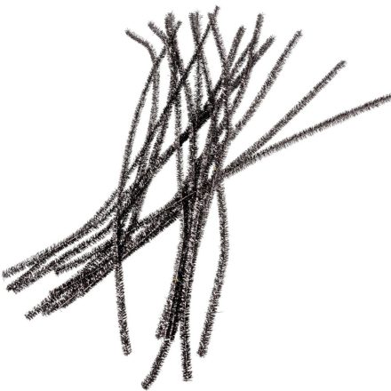 Csillámos zsenília drót fekete 30cm 100db-os