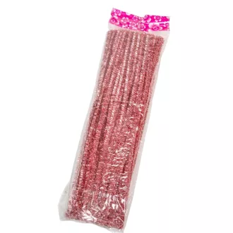 Csillámos zsenília drót rózsaszín 30cm 100db-os