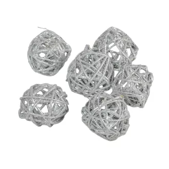 Vesszőlabda 3cm ezüst&glitter 17db-os