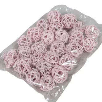 Vesszőlabda 3cm falfestékes rózsaszín 20db-os