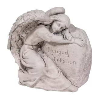 Angyal nyugodj békében felirato sírkővel M14cm