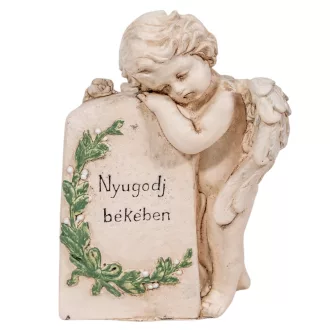 Angyal nyugodj békében felirato sírkővel M16cm