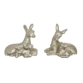 Őzike gidával glitteres arany poly M5,5cm 2db-os