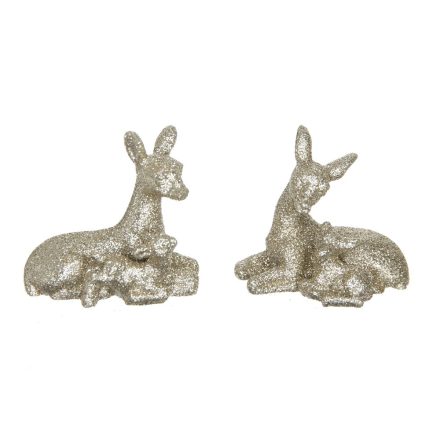 Őzike gidával glitteres arany poly M5,5cm 2db-os