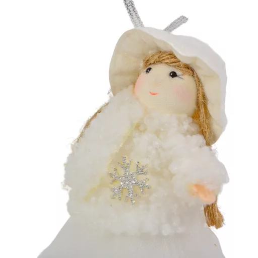 Kislány kalapban lógólábú textil 12cm