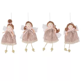 Lány csipkés ruhában akasztós textil 12cm