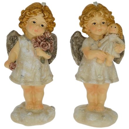 Angyal babával, rózsával poly M13,5cm