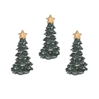 Fenyőfa csillaggal poly zöld M4,8cm 3db-os