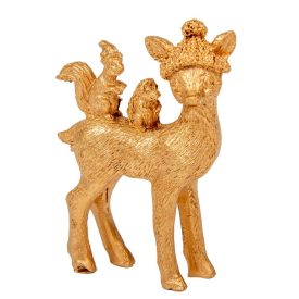 Őzike állatokkal hátán poly arany M8cm