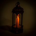 Lámpás LED-es gyertyával rusztikus 15x6cm