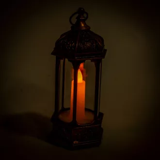 Lámpás LED-es gyertyával rusztikus 15x6cm
