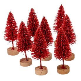 Mini fenyő glitteres piros M6,5cm 8db-os