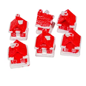 Házikó poly piros-fehér 3cm 6db-os