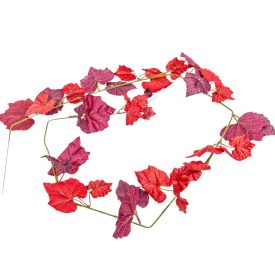 Őszi szőlőlevél piros girland 180cm
