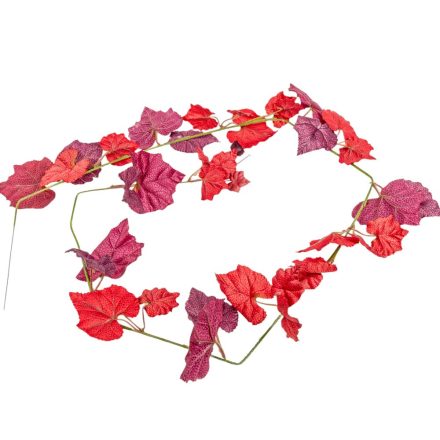 Őszi szőlőlevél piros girland 180cm
