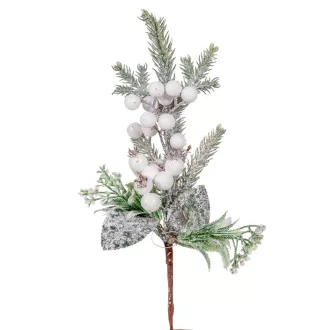 Bogyós fenyő ág glitteres M28cm