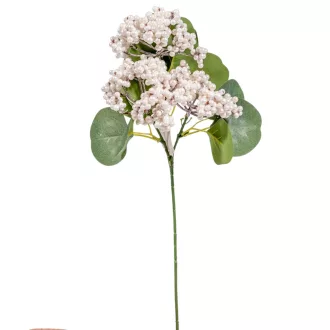 Bogyós ág eukaliptusz levéllel fehér 43cm
