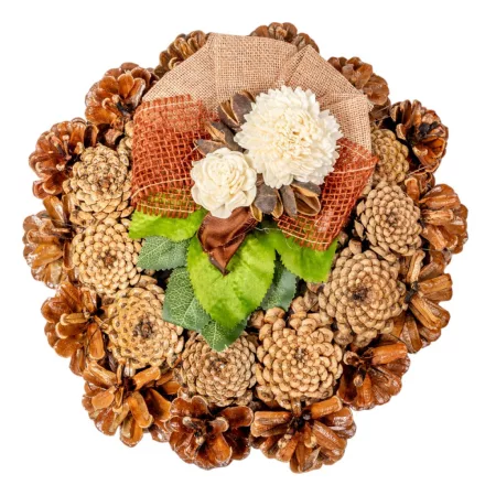 Rózsatoboz koszorú hazai szárazvirág díszítéssel 25cm