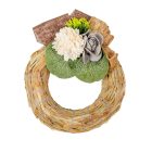 Szalma koszorú hazai szárazvirág díszítéssel 12cm