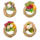 Szalma koszorú hazai szárazvirág díszítéssel 12cm