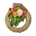 Szalma koszorú hazai szárazvirág díszítéssel 15cm