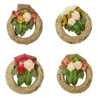 Szalma koszorú hazai szárazvirág díszítéssel 15cm