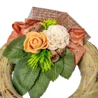 Szalma koszorú hazai szárazvirág díszítéssel 15cm