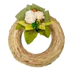 Szalma koszorú hazai szárazvirág díszítéssel 20cm