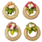 Szalma koszorú hazai szárazvirág díszítéssel 20cm