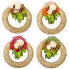 Szalma koszorú hazai szárazvirág díszítéssel 25cm