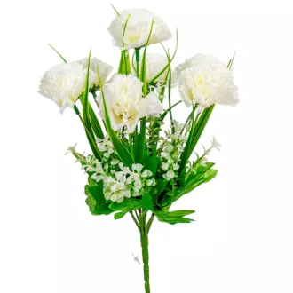Szegfű csokor 7v. fehér M31cm 36db/#
