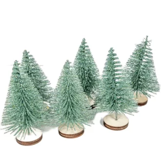 Mini fenyő fa talpon világos zöld 7cm 6db-os 