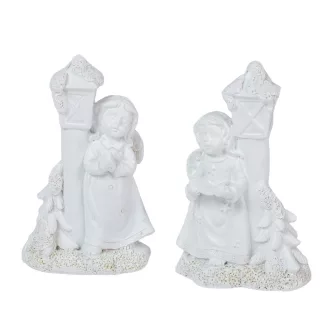 Angyal lámpással poly fehér M9cm