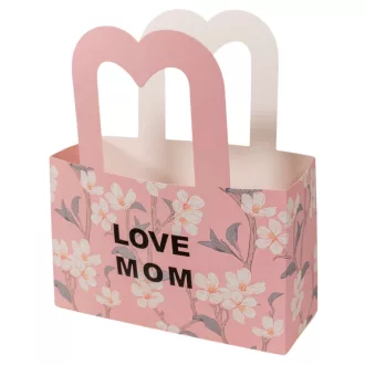 Virág tasak Mom love rózsaszín 22x8,5x26 cm