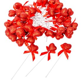 Szív pick glitteres 2,5+8,5cm 50db-os