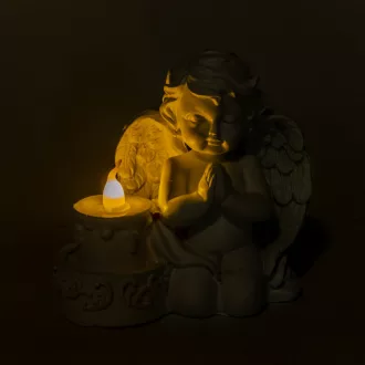 Angyal térdelő LED-es poly fehér M10,5cm