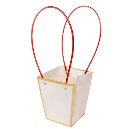 Virágtasak fehér arany szegéllyel 9,5x13x15,5cm