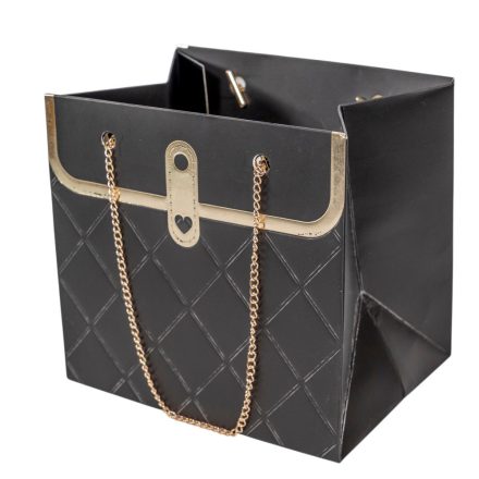 Papírtáska fekete 16x12x15cm