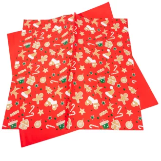   Csomagoló fólia mézeskalács mintával piros 55x55cm 20db-os 