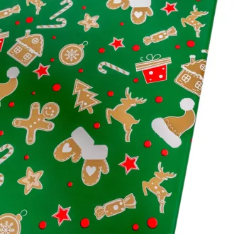   Csomagoló fólia mézeskalács mintával zöld  55x55cm 20db-os 