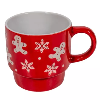 Bögre mézeskalács figura mintával piros-fehér M9,5cm 