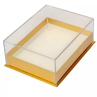 Papírdoboz akril tetővel arany M7x18x13cm