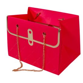 Virág tasak lánccal rózsaszín 15x10x10,5 cm