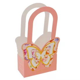 Papírtáska pillangós rózsaszín 18x9x36,6cm