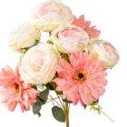 Angolrózsa, gerbera csokor 9v. M42cm 12db/#