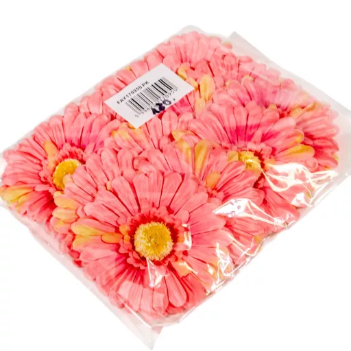 Gerbera virágfej rózsaszín  D12cm 12db/csom.