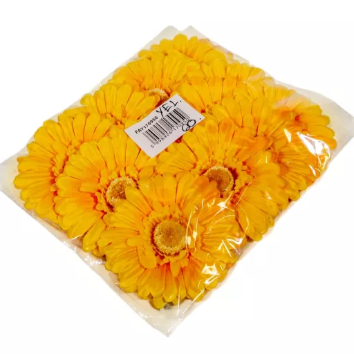 Gerbera virágfej sárga D12cm 12db/csom.