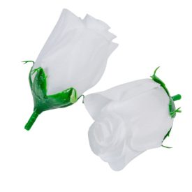 Rózsabimbó virágfej 7cm fehér 24db/csom