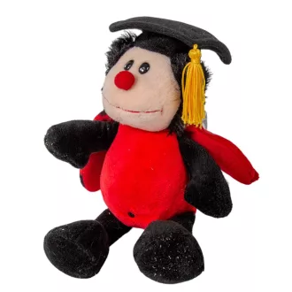 Ballagói kalapos plüss katica 18cm